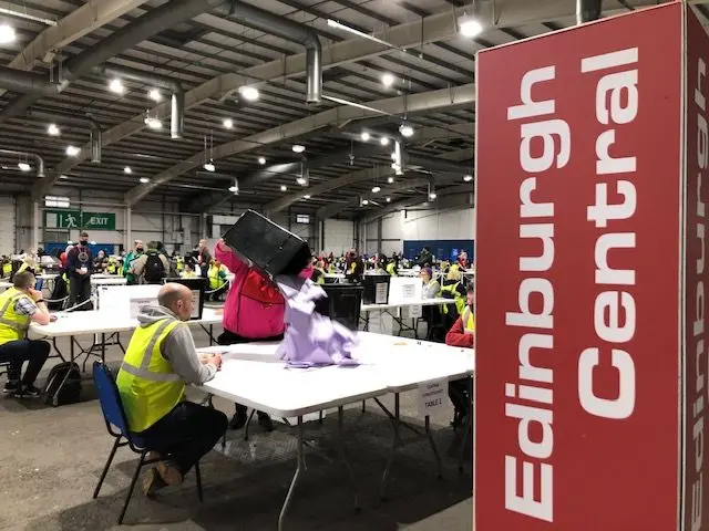 Boxes being emptied at Edinburgh Central