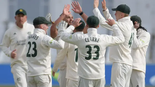 Notts celebrate wicket