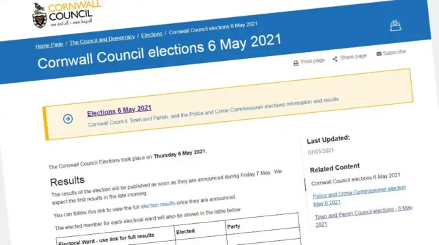 Cornwall Council website