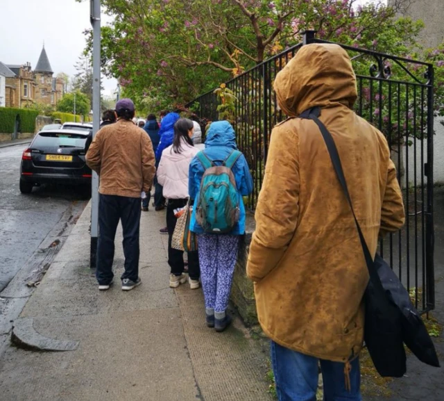 A queue in Marchmont in Edinburgh