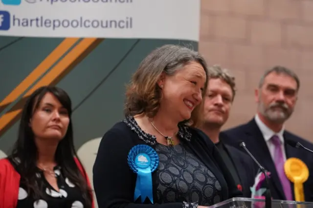 Jill Mortimer is declared winner in Hartlepool