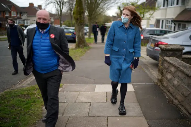 Liam Byrne on a doorstep campaign with deputy Labour leader Angela Rayner