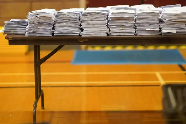 piles of ballot papers