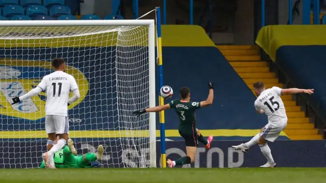 Stuart Dallas scoring for Leeds