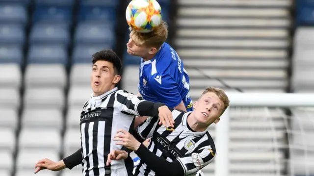 St Mirren's Jamie McGrath (left) challenges St Johnstone's Ali McCann