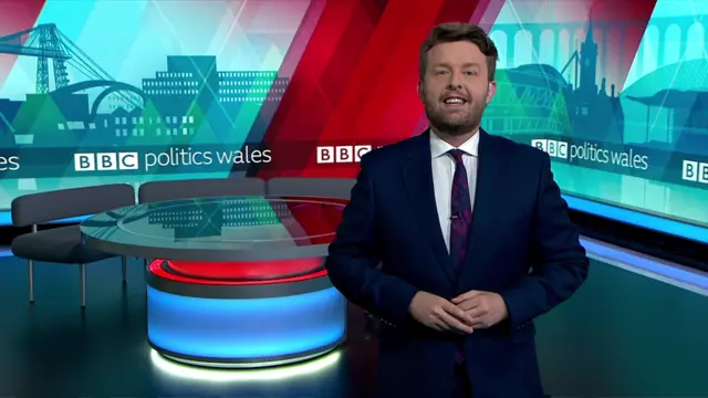 James Williams on the set of Politics Wales