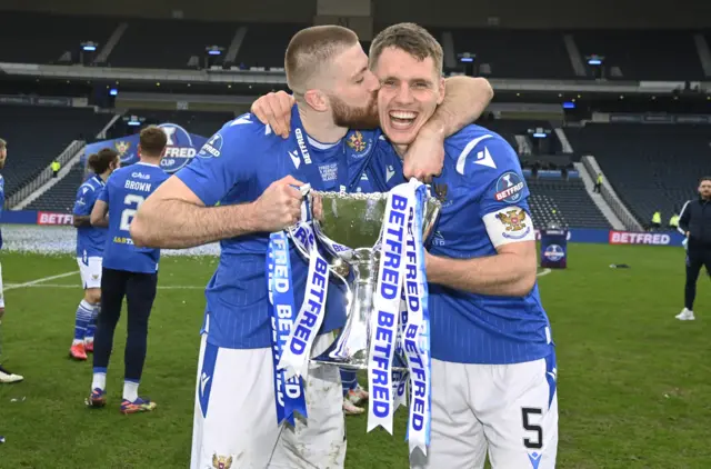 Shaun Rooney and Jason Kerr with the League Cup