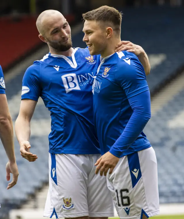 Goalscorers Chris Kane and Glenn Middleton have St Johnstone with one foot in the final