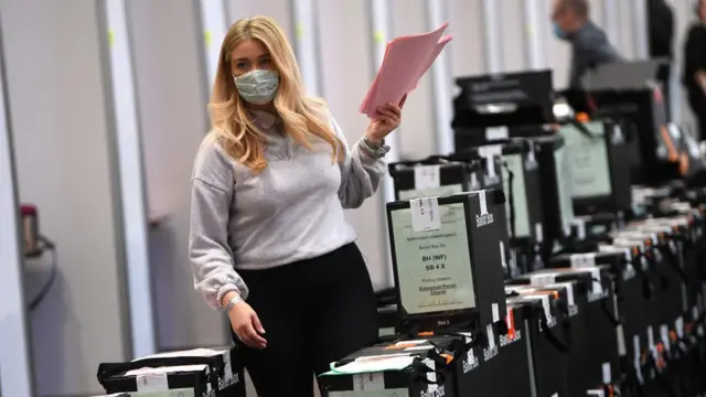 Election worker at a count