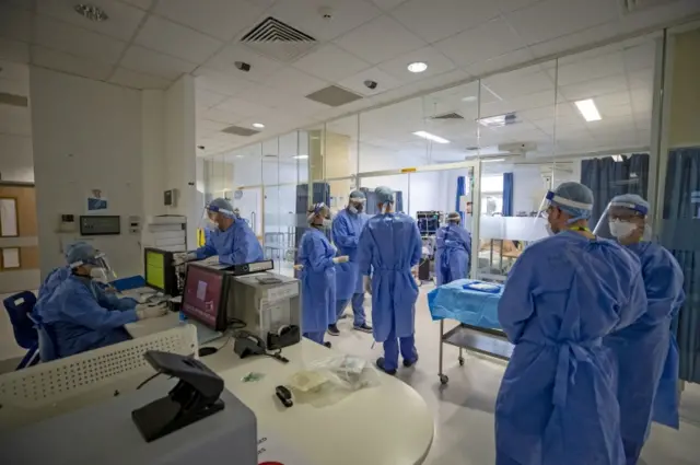 Hospital workers in PPE