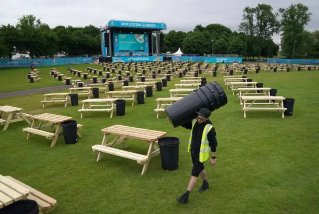 The fan zone in Glasgow Green