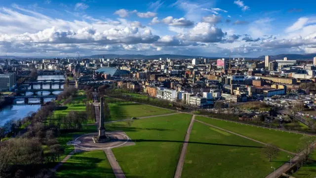 The fan zone is being set up on Glasgow Green