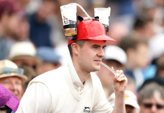 Fan with beer hat