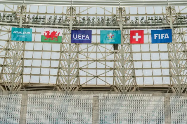 Wales v Switzerland signs at Olympic Stadium