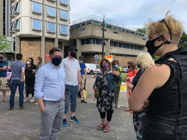 Jonathan Ashworth at the protest