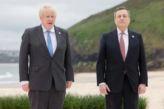 Boris Johnson and Italy's Mario Draghi