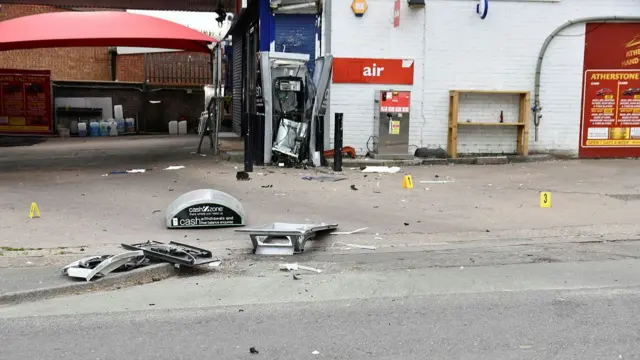 Damaged cash machine