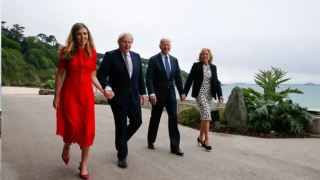 Carrie and Boris Johnson with Joe and Jill Biden