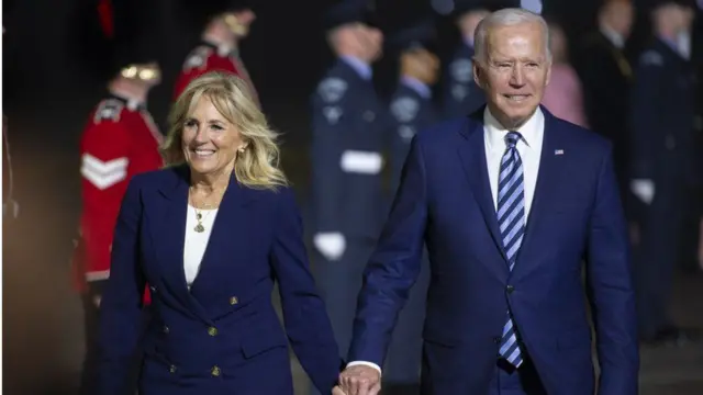 US President Joe Biden, who arrived with First Lady Jill Biden at Cornwall Airport