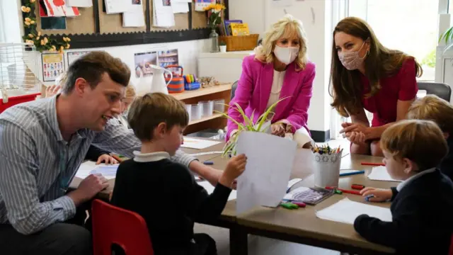 Jill Biden and the Duchess of Cambridge visit a school in Cornwall