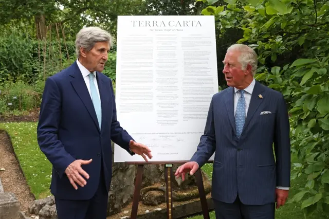 The Prince of Wales and John Kerry at St James's Palace on Thursday