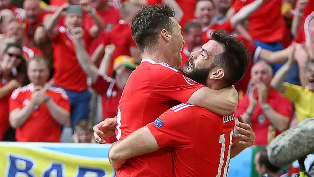 Wales celebrate against Slovakia at Euro 2016