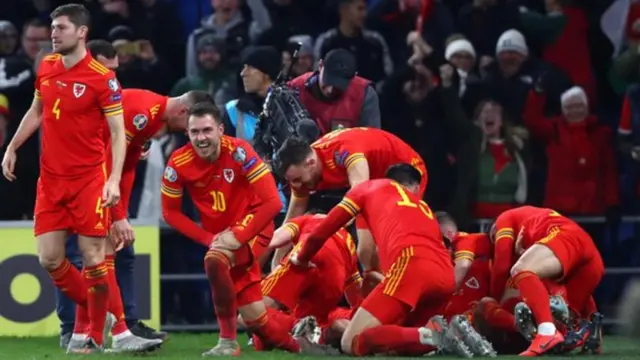 Wales celebrate a goal