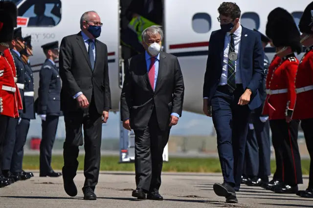 Antonio Guterres arrives in Cornwall