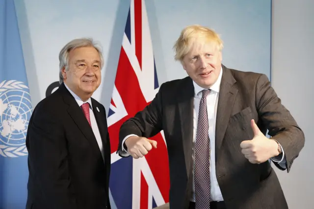 Boris Johnson and UN secretary general Antonio Guterres