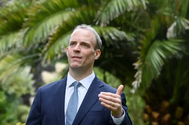 Foreign Secretary Dominic Raab, attending the G7 summit in Carbis Bay