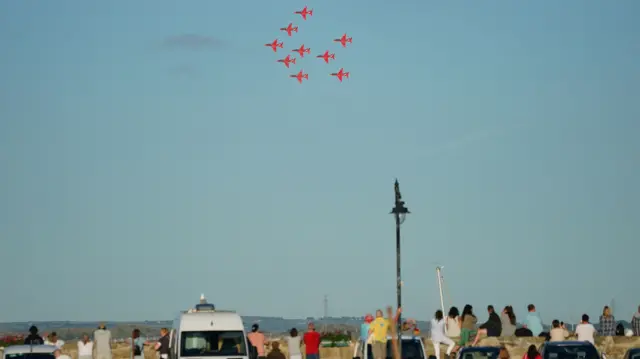 he Red Arrows fly over St Ives Head, during the G7 summit in Cornwall. Picture date: Saturday June 12, 2021.