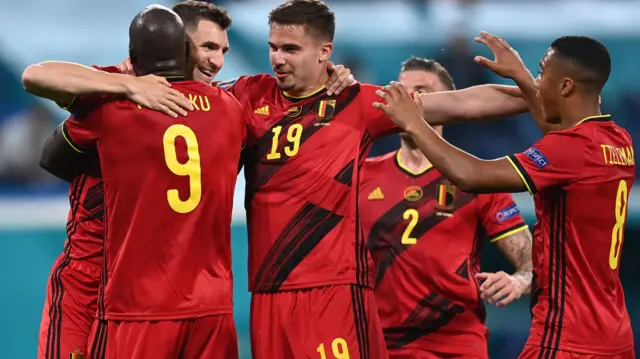 Belgium players celebrate