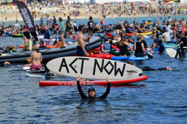 Surfers protesting