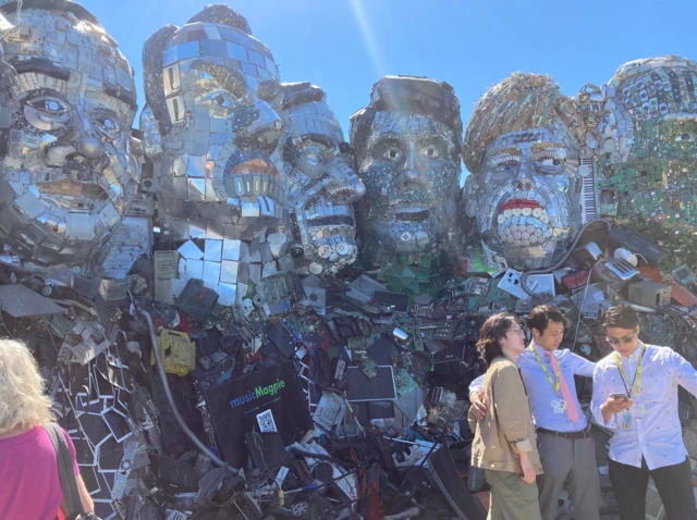 Japanese journalists at Mount Recyclemore