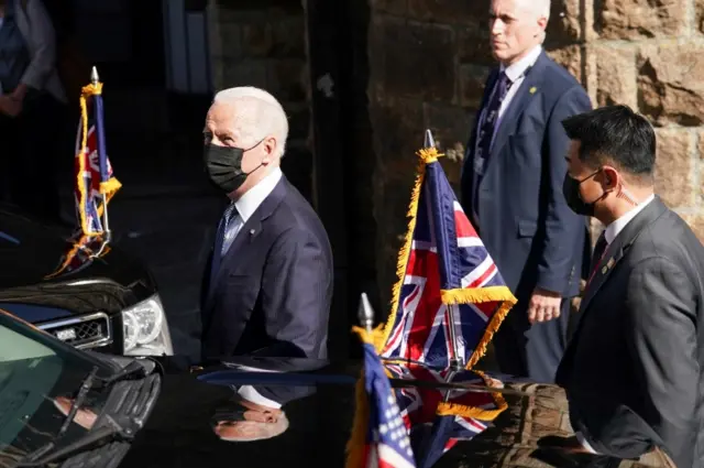 President Joe Biden returns to his car after attending church