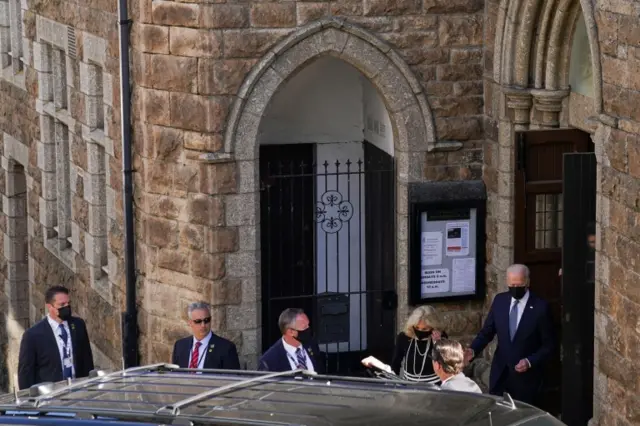 President Joe Biden returns to his car after attending church