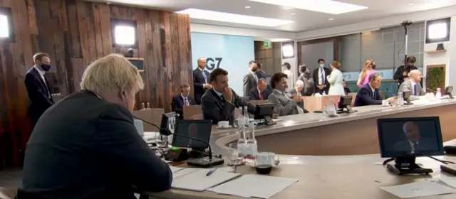 G7 leaders watch Sir David Attenborough's speech about the environment