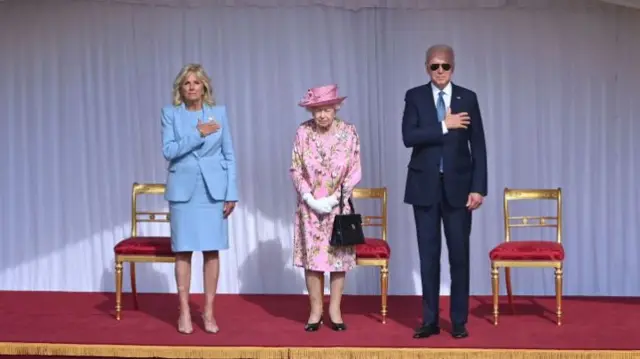 Joe Biden and First Lady Jill Biden with the Queen