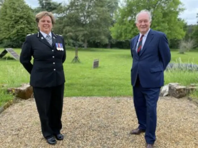 Warwickshire’s next Chief Constable Debbie Tedds with Police and Crime Commissioner Philip Seccombe