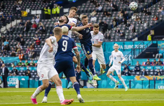 Patrik Schick heads Czech Republic in front