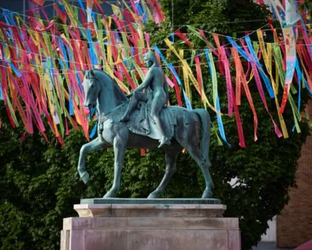 Ribbons decorating Coventry city centre