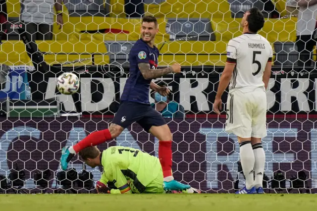 France celebrating Hummel's own goal