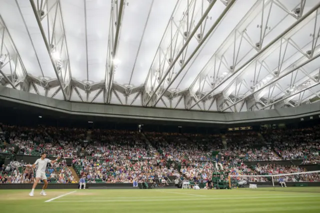 Wimbledon Centre Court with the roof extended