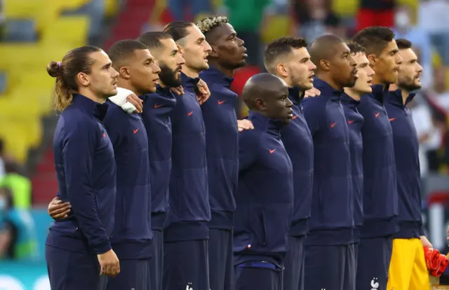 France lining up for the national anthem