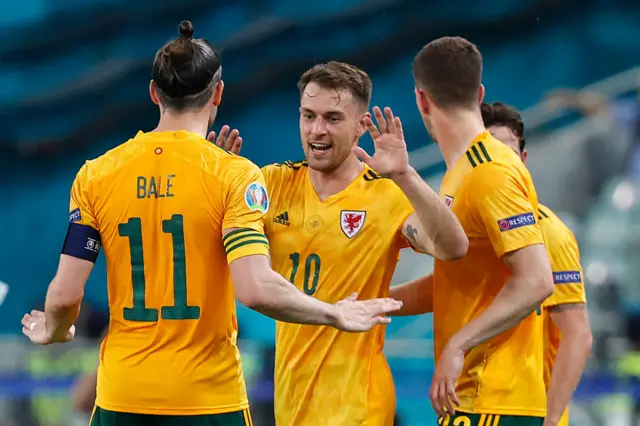 Wales celebrate goal