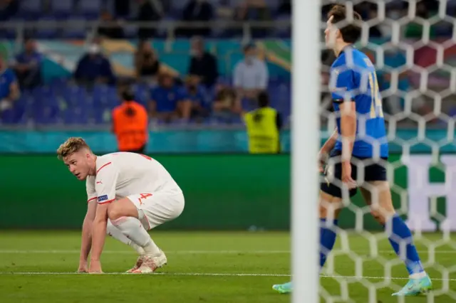 Switzerland player taking a breather