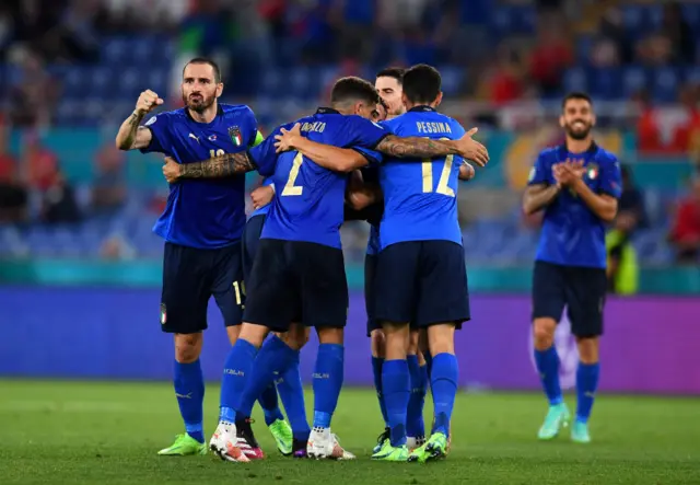 Italy third goal celebration