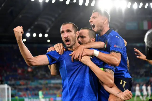 Italy celebrating their goal