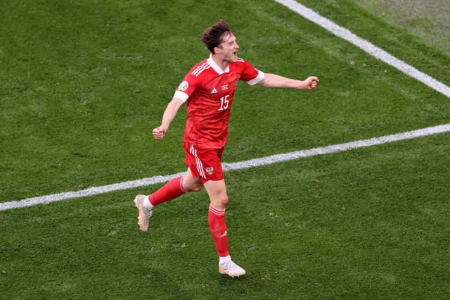 Miranchuk celebrating his goal against Finland