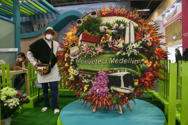 People are seen at the ANATO tourism fair, one of the largest in Latin America is being held in Corferias conference center organized by the Colombian Association of Travel, the first one face-to-face during the COVID-19 pandemic in Bogota, Colombia on 16 June 2021